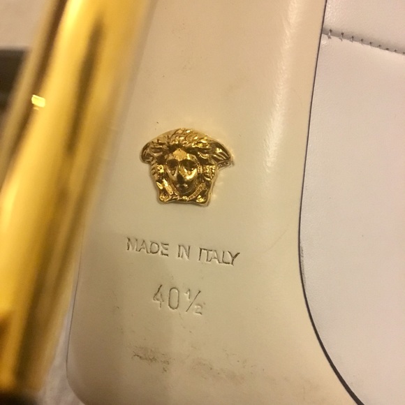 Versace White & Gold Palazzo Pumps - Picture 5 of 8